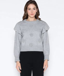 Gray flower sweater
