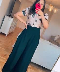 Leaf diamond satin top