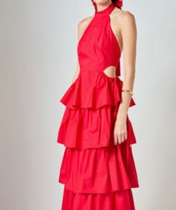 Cherry Red Backless Dress