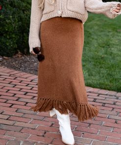 FINAL SALE - Chalet Fringe Camel Skirt