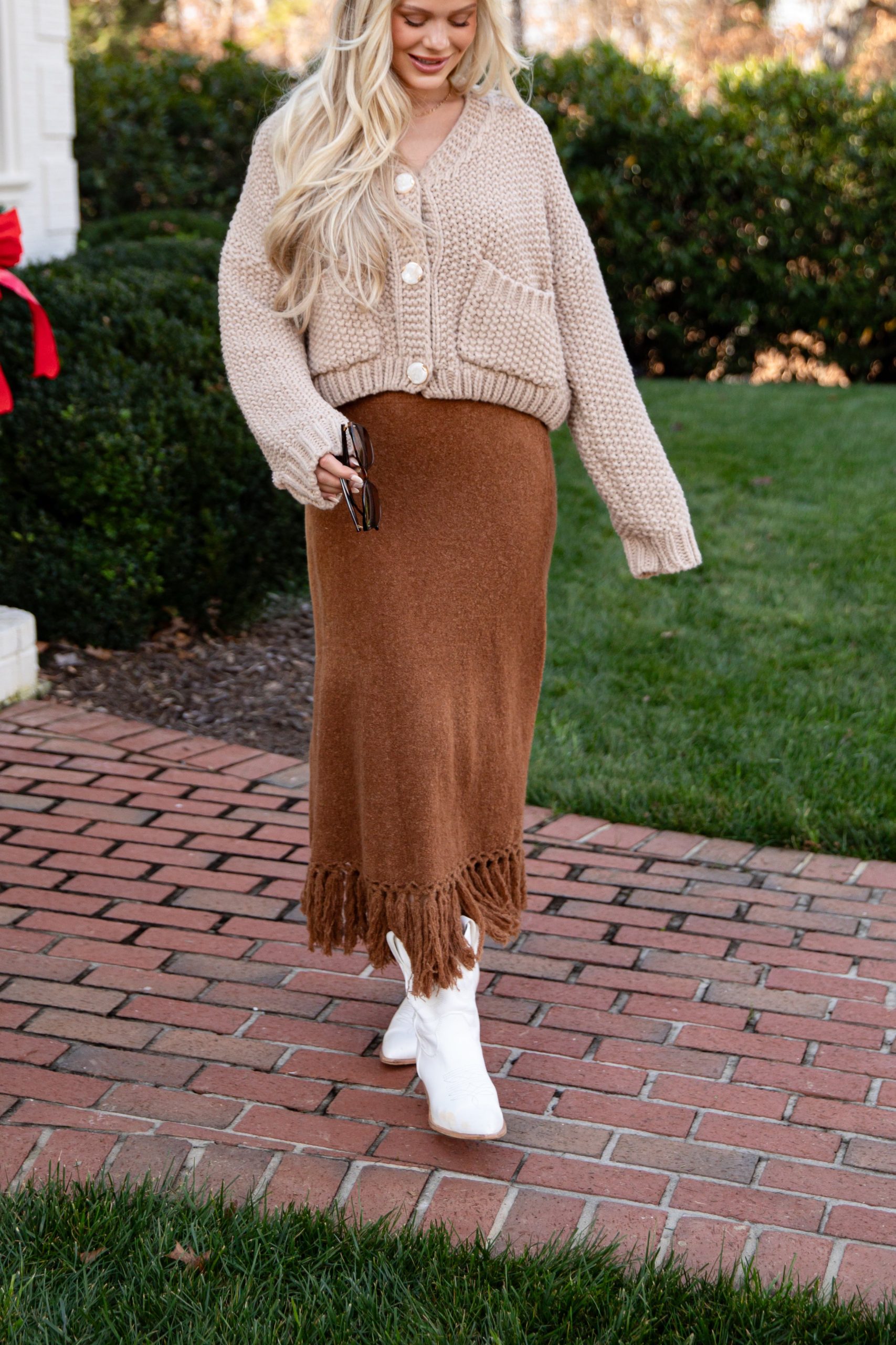 FINAL SALE - Chalet Fringe Camel Skirt - Image 2