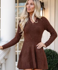 FINAL SALE - Cocoa Crush Chocolate Sweater Dress