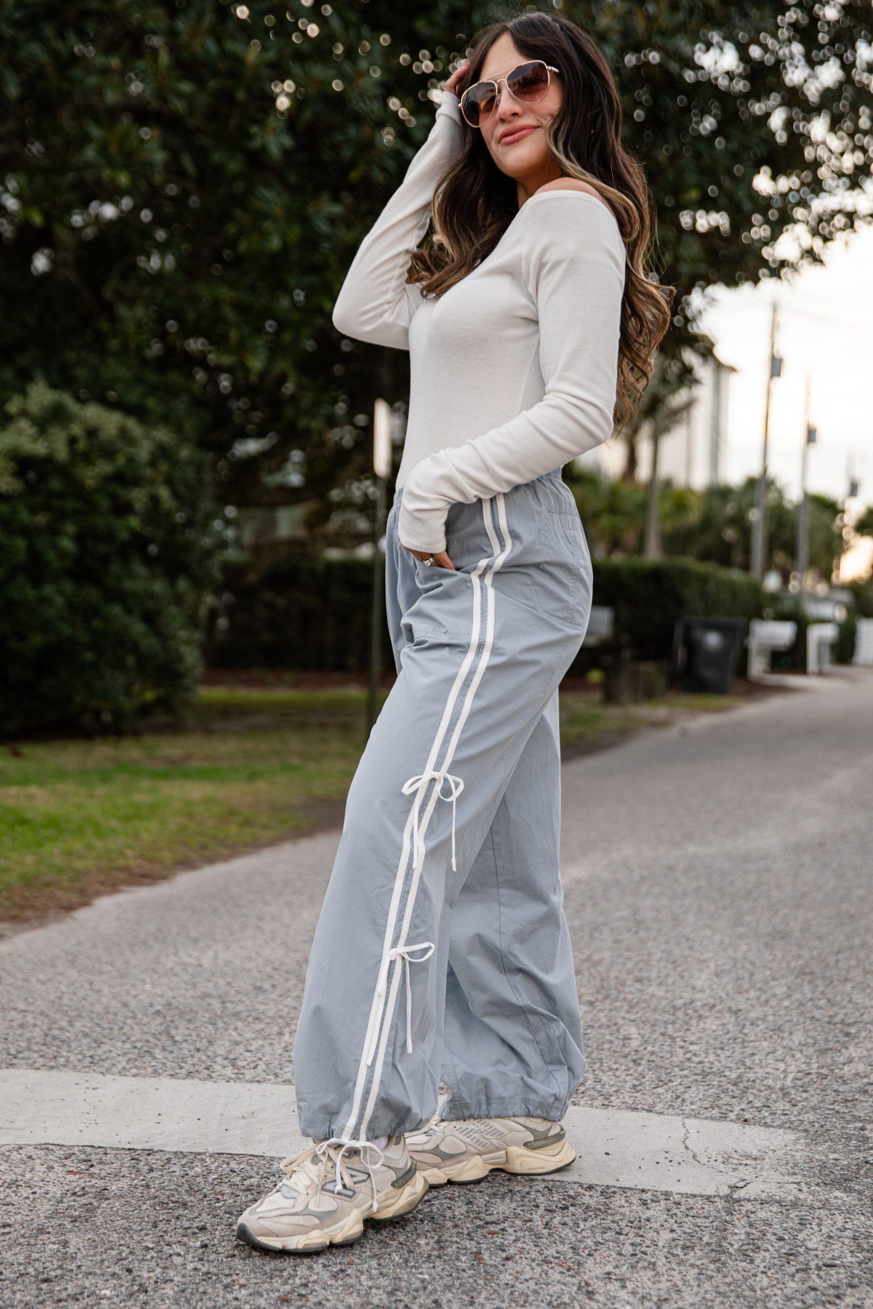 FINAL SALE - Made For You Dusty Blue Drawstring Track Pants