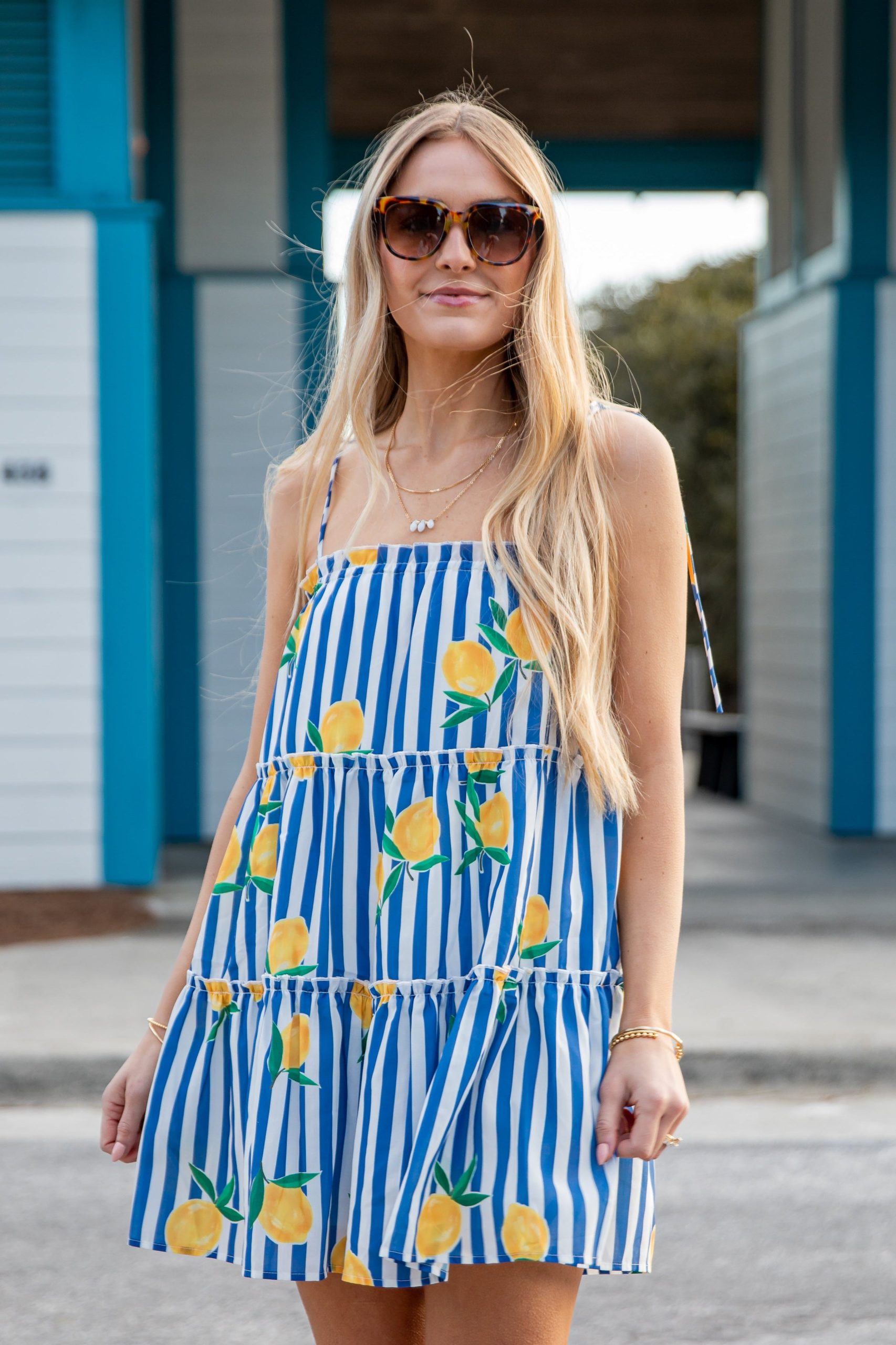 Citrus Grove Tiered Stripe Mini Dress - Image 5