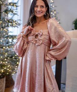 FINAL SALE - Glistening Blush Metallic Mini Dress