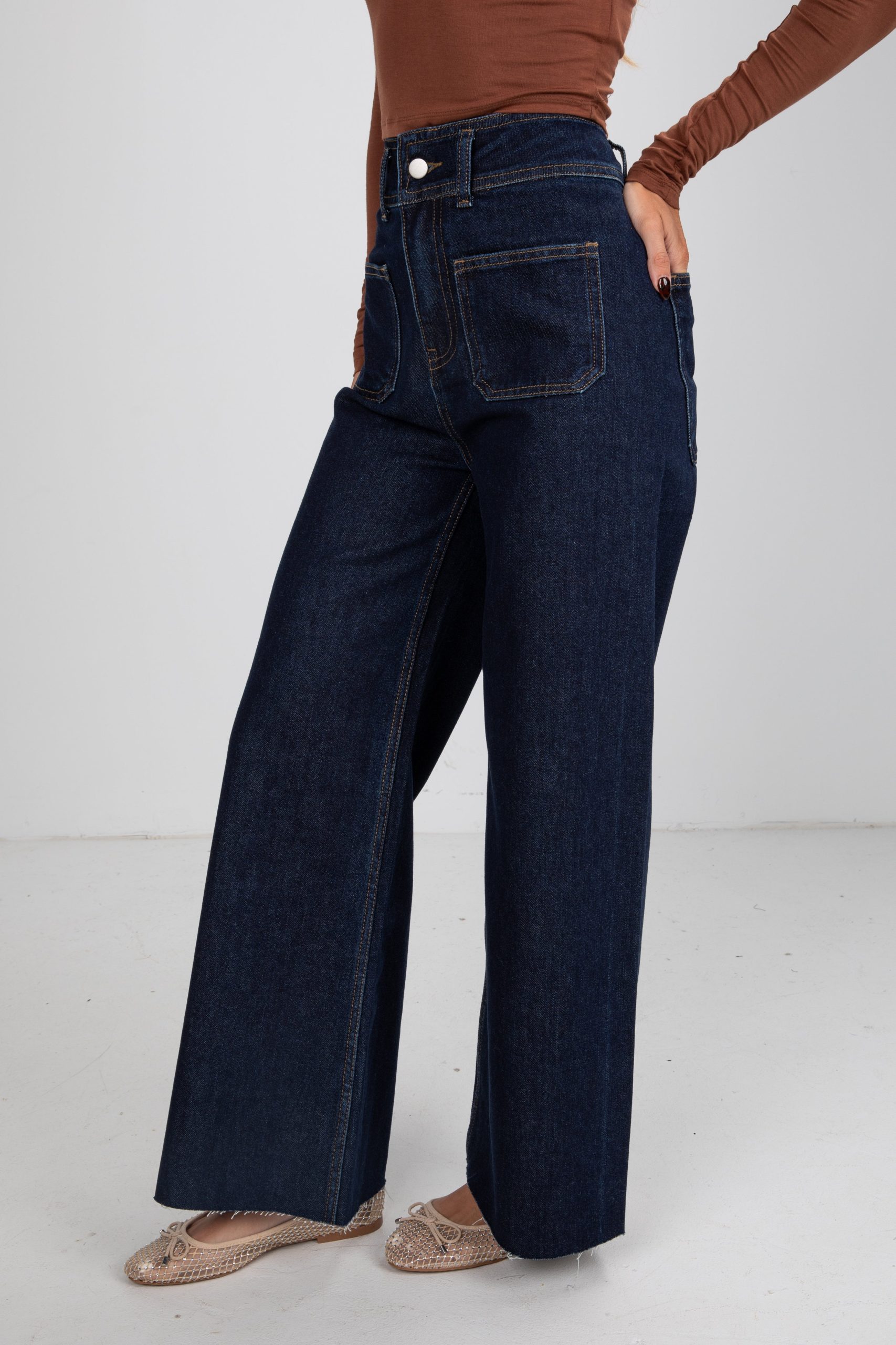 Sara Dark Wash High-Rise Wide Leg Jeans - Image 3