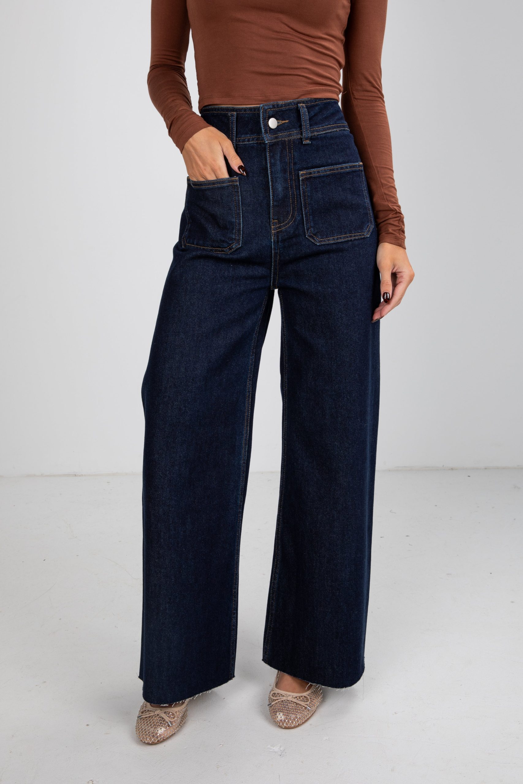 Sara Dark Wash High-Rise Wide Leg Jeans