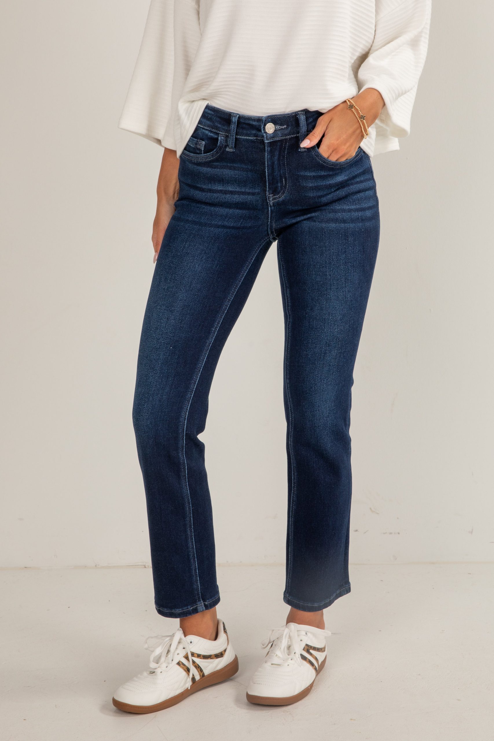 Carlene Dark Wash Mid-Rise Slim Straight Jeans - Image 5