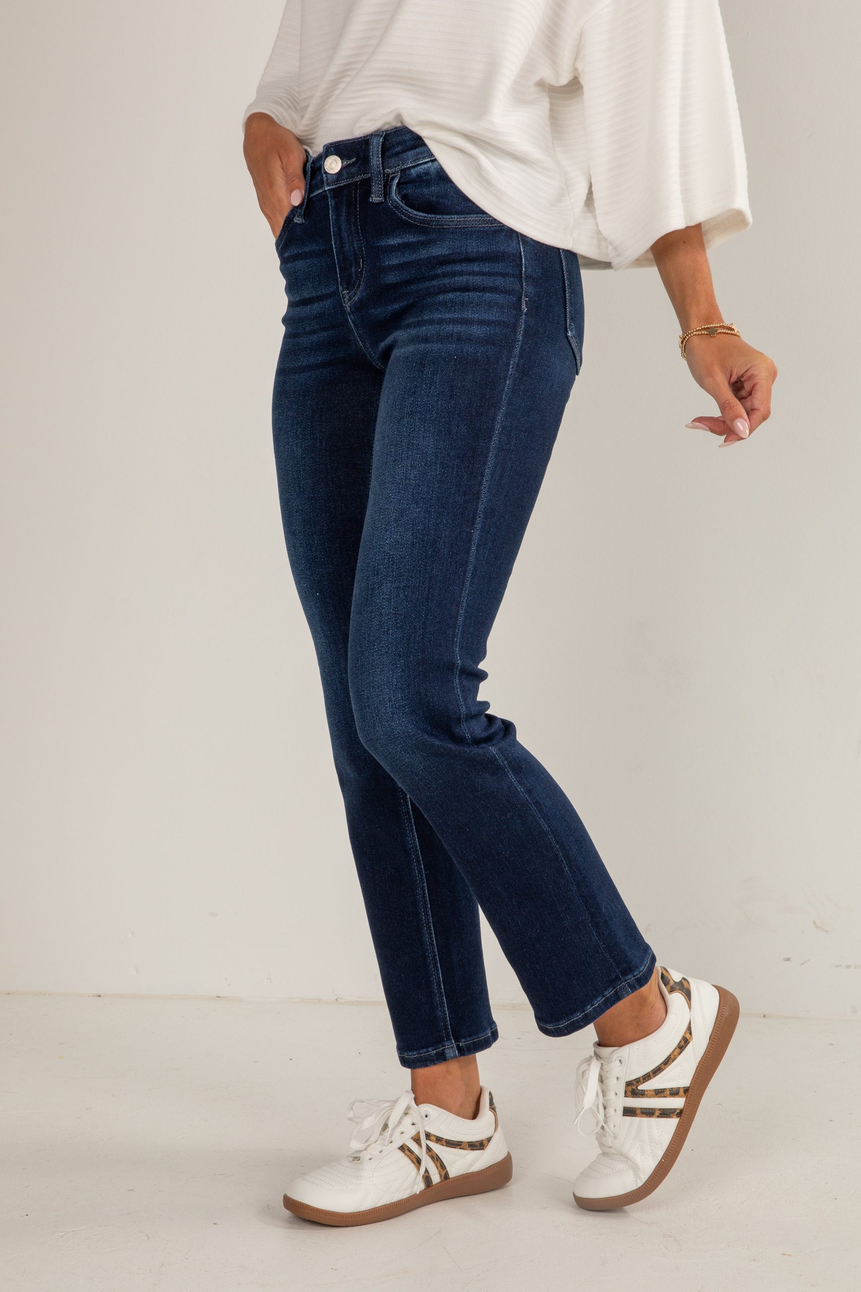 Carlene Dark Wash Mid-Rise Slim Straight Jeans - Image 3