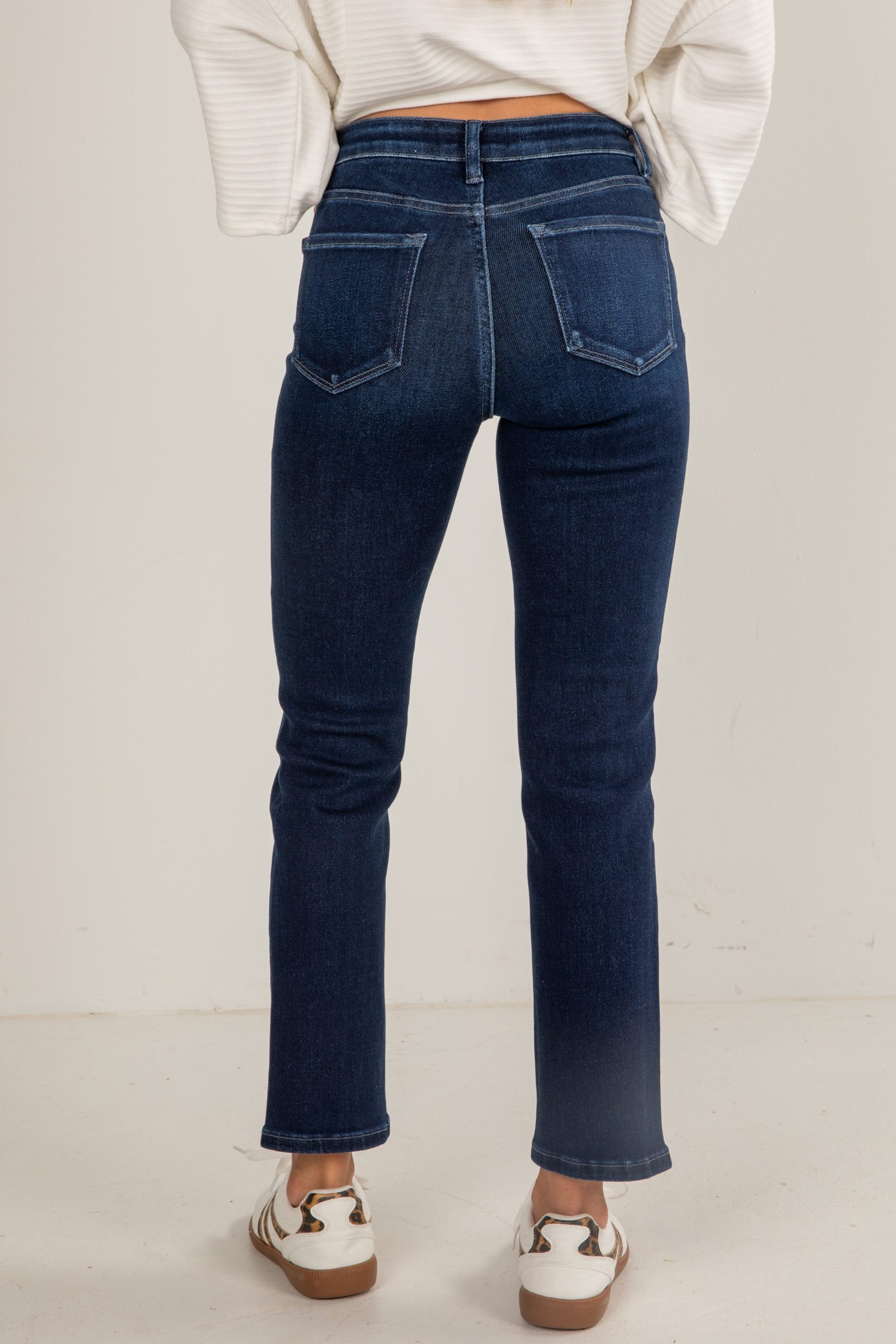 Carlene Dark Wash Mid-Rise Slim Straight Jeans - Image 4