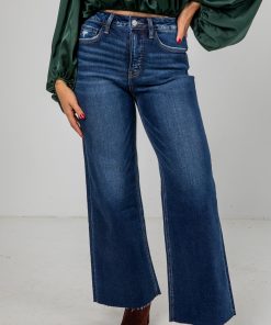Sarah Dark Wash Tummy Control Wide Leg Jeans