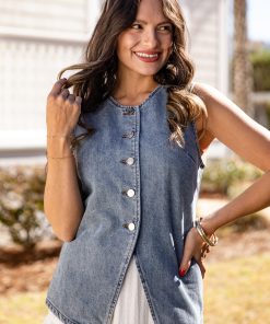 Simply Styled Denim Button Vest