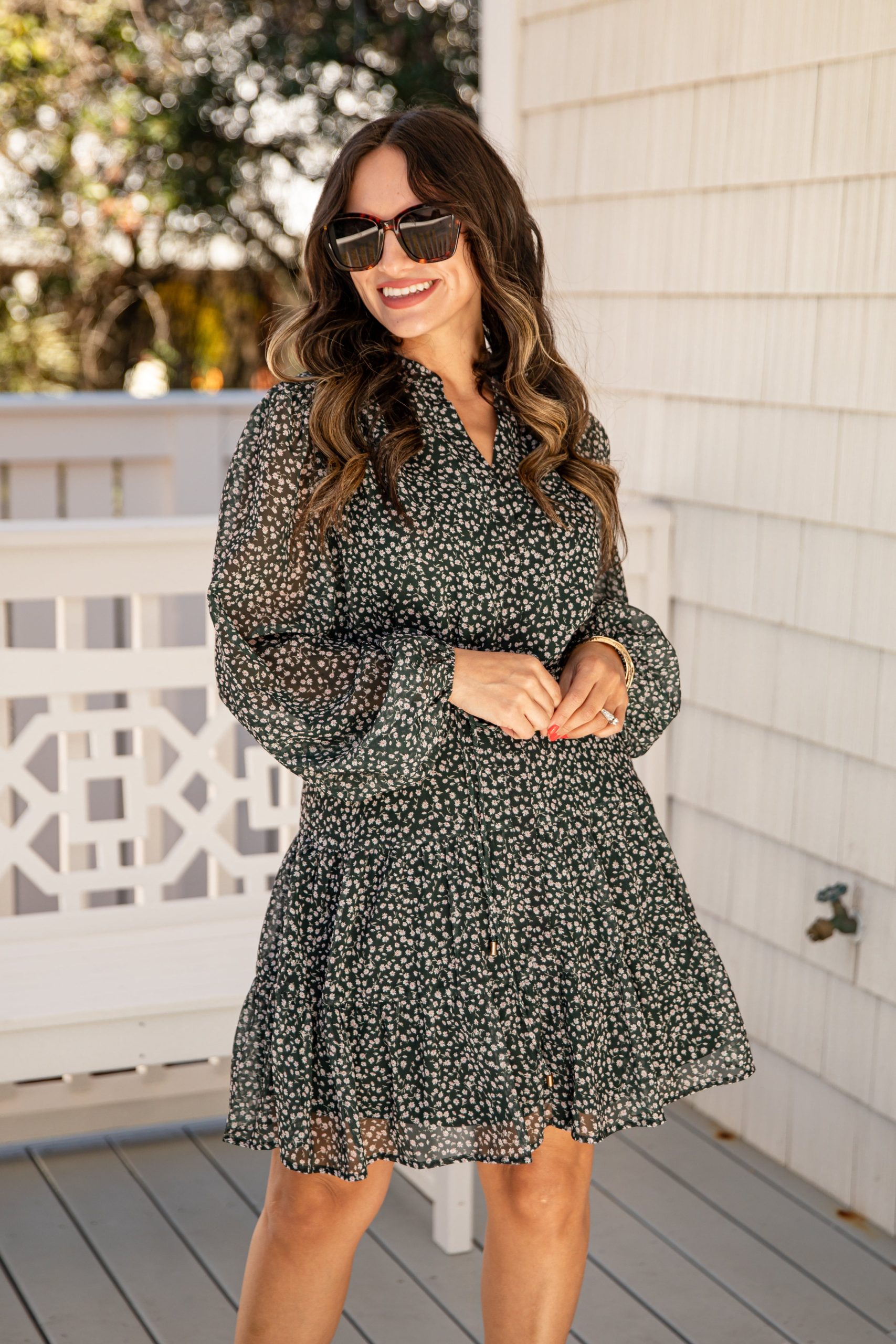 Darling Daisy Floral Tiered Green Mini Dress - Image 4