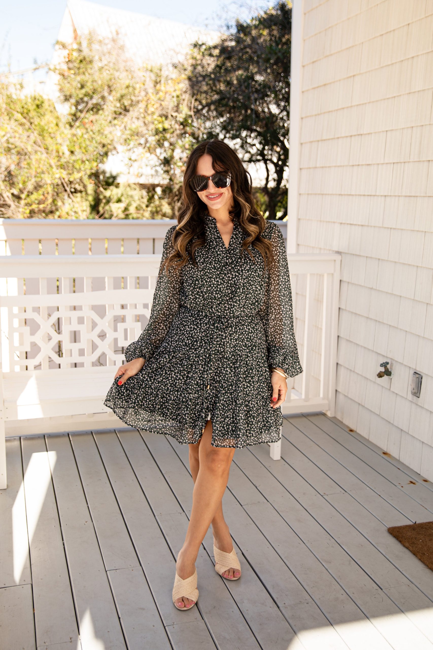 Darling Daisy Floral Tiered Green Mini Dress - Image 3