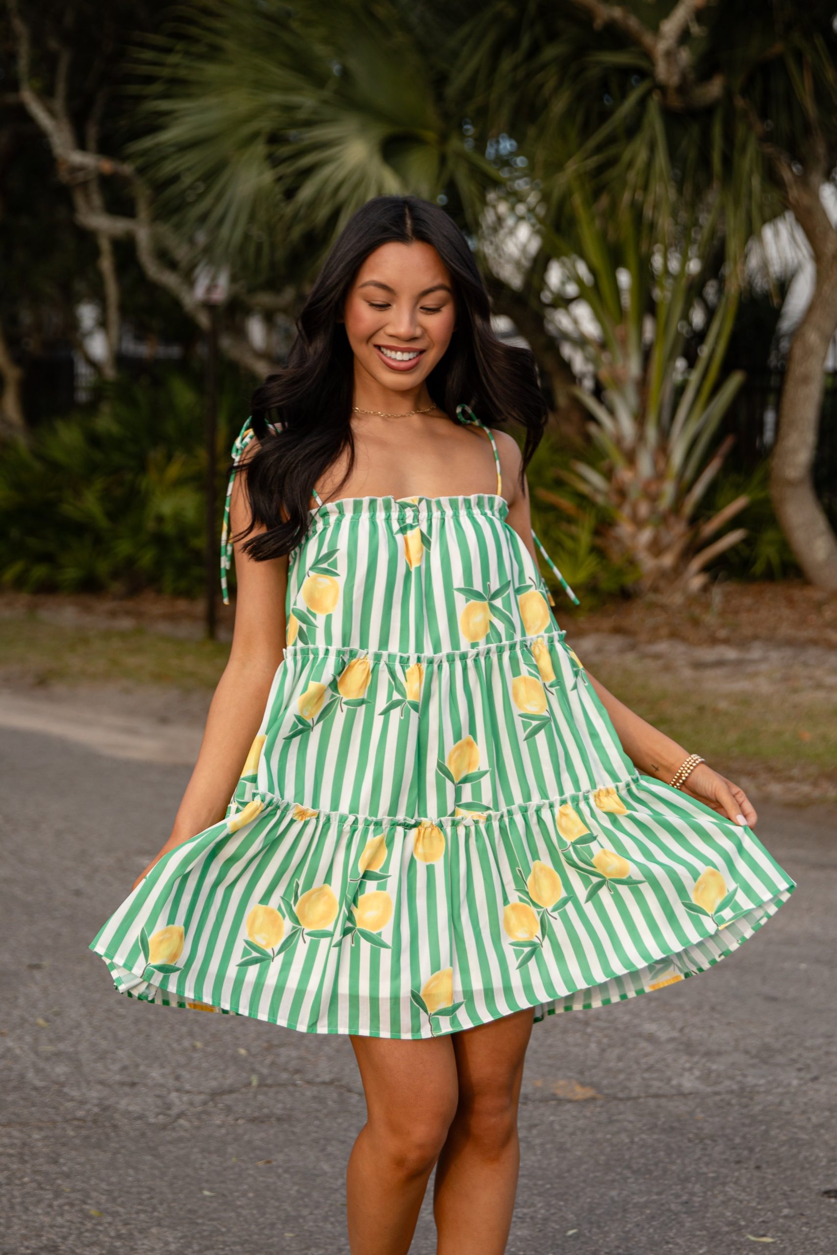 Citrus Grove Tiered Stripe Mini Dress - Image 2