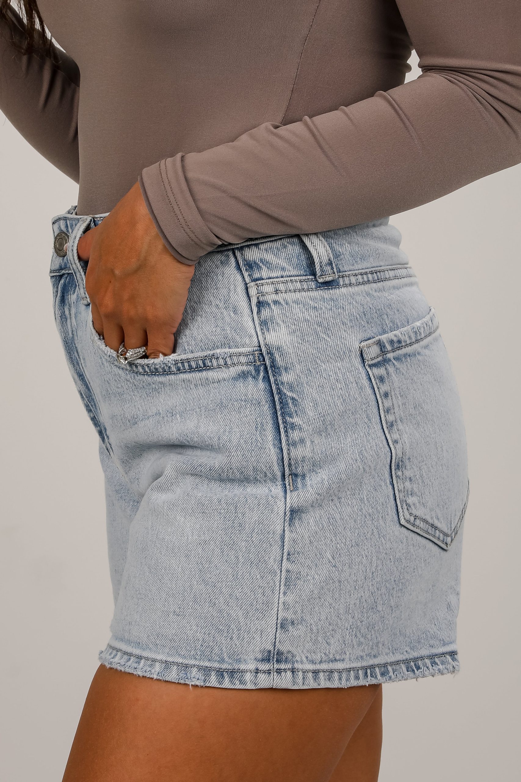 Becca Light Wash High-Rise Denim Shorts - Image 3