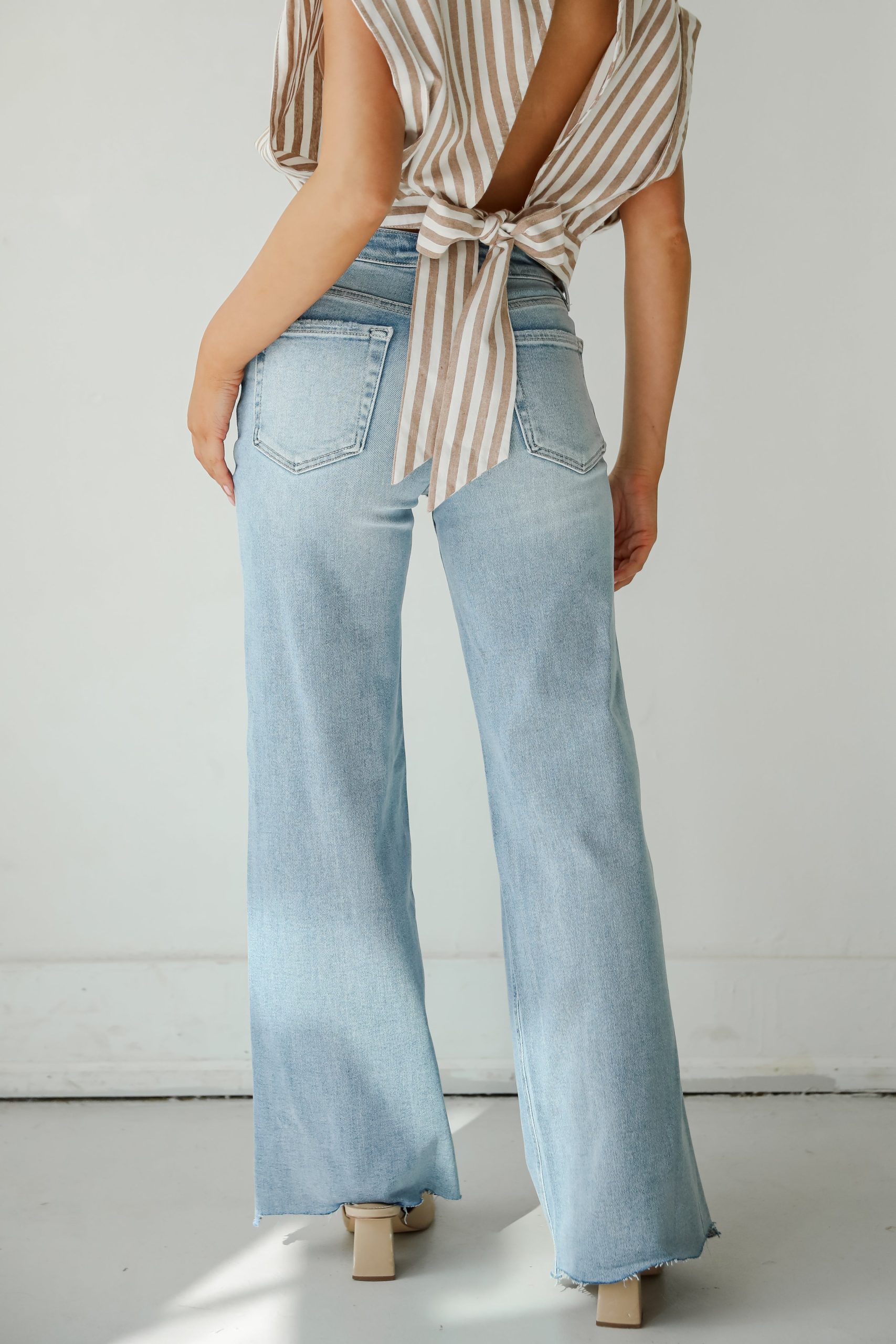 FINAL SALE - Bailey Light Wash High-Rise Distressed Wide Leg Jeans - Image 4
