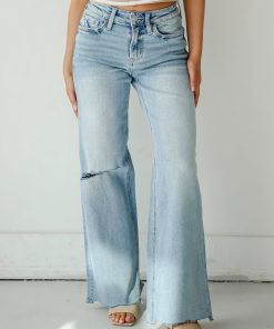 FINAL SALE - Bailey Light Wash High-Rise Distressed Wide Leg Jeans