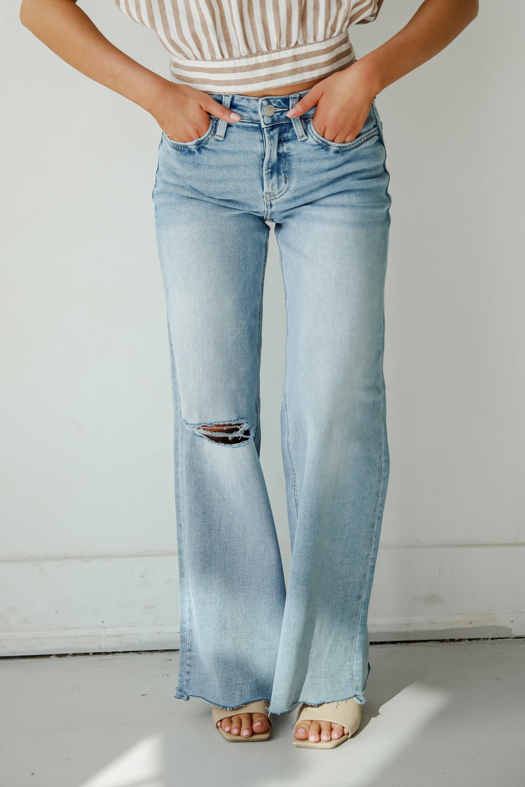 FINAL SALE - Bailey Light Wash High-Rise Distressed Wide Leg Jeans - Image 5