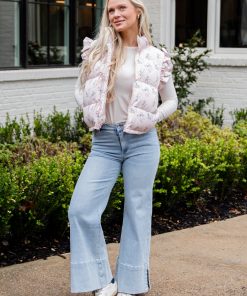 Rosie Light Wash High-Rise Distressed Wide Leg Jeans