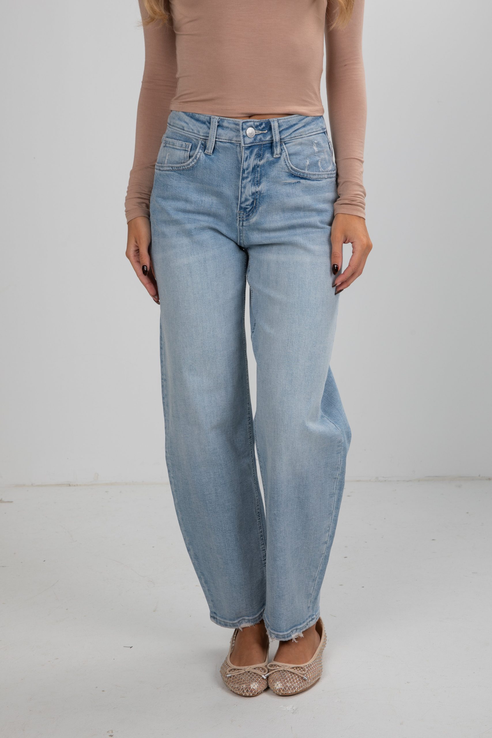 Haven Light Wash High-Rise Barrel Jeans - Image 2