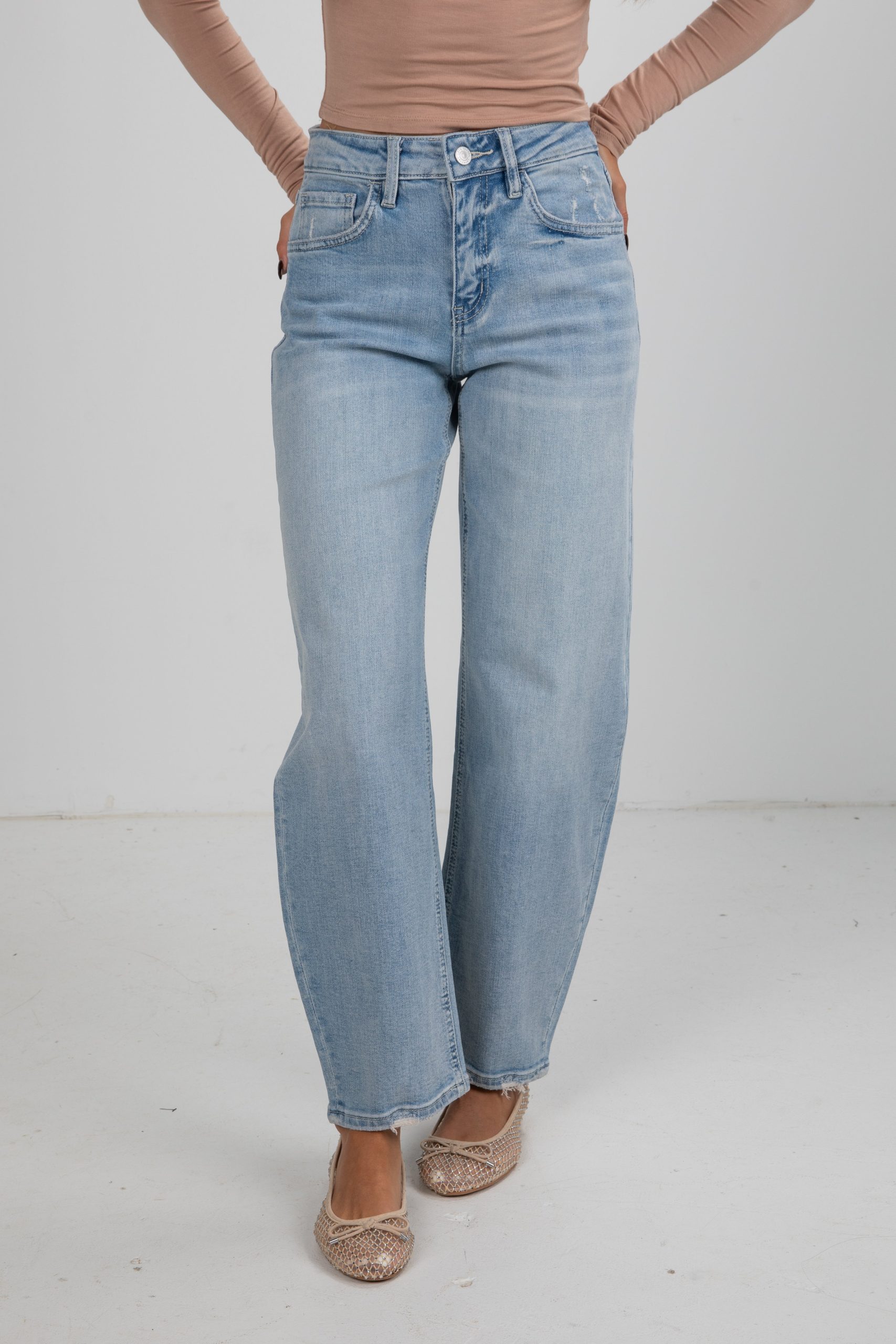 Haven Light Wash High-Rise Barrel Jeans - Image 5