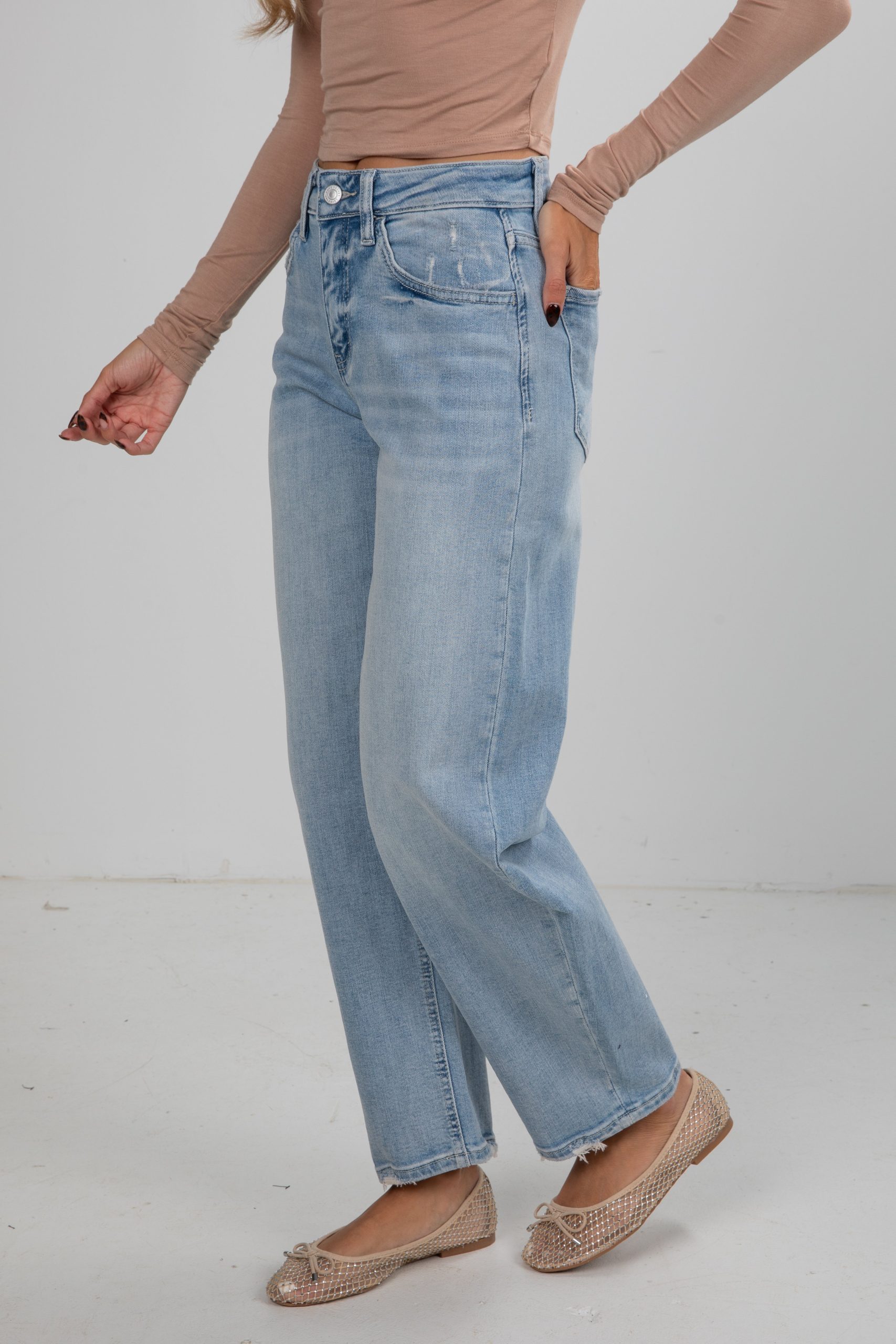 Haven Light Wash High-Rise Barrel Jeans - Image 3