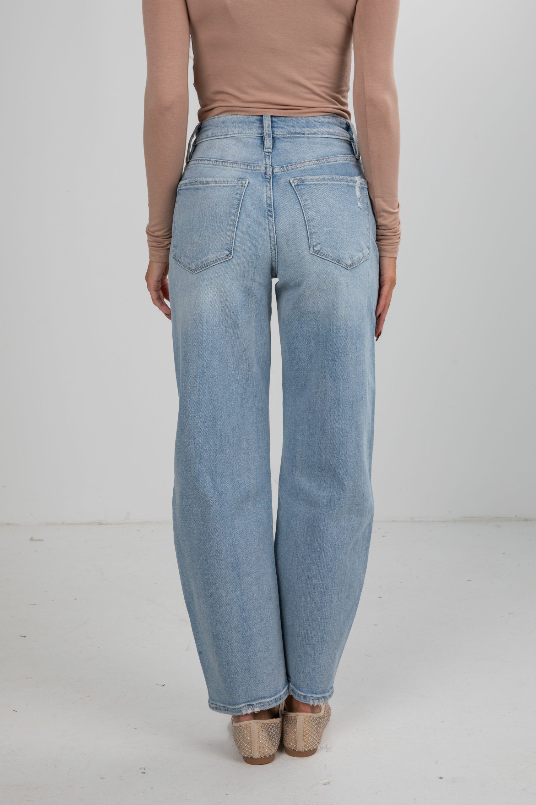 Haven Light Wash High-Rise Barrel Jeans - Image 4