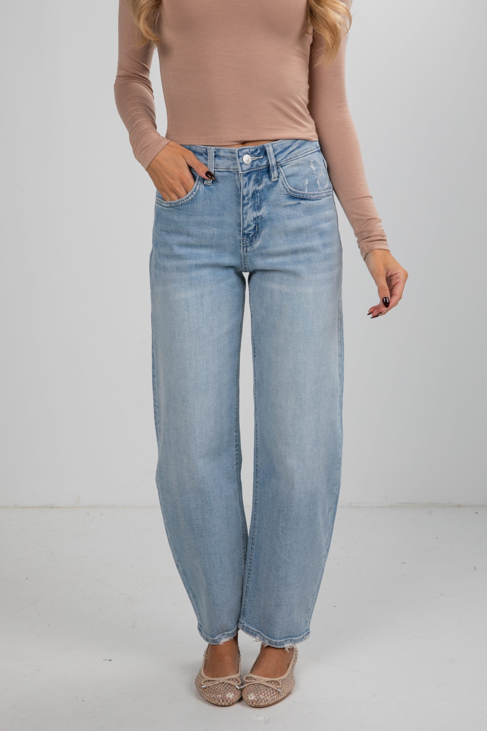 Haven Light Wash High-Rise Barrel Jeans