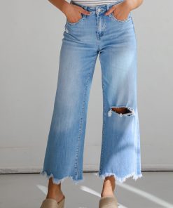 FINAL SALE - Jamie Light Wash High-Rise Distressed Wide Leg Jeans