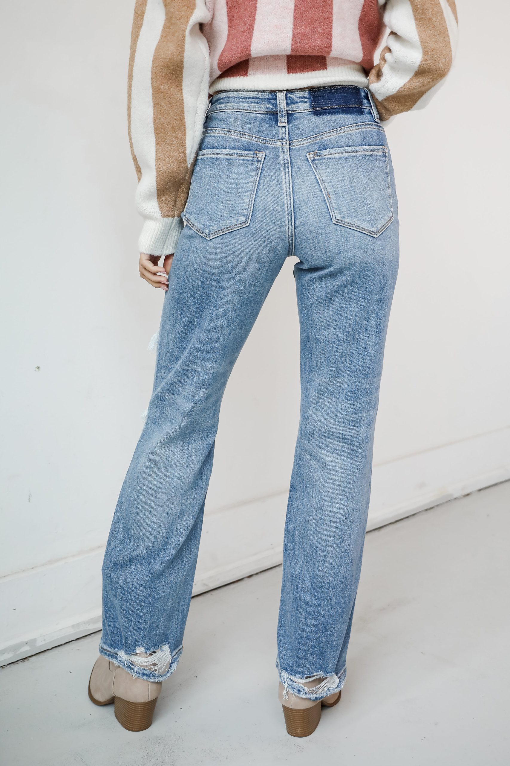 FINAL SALE - Kendall Light Wash High-Rise Distressed Dad Jeans - Image 4