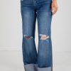 Audrey Medium Wash High-Rise Cuffed Wide Leg Jeans