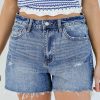 Sienna Medium Wash Super High-Rise Distressed Denim Shorts