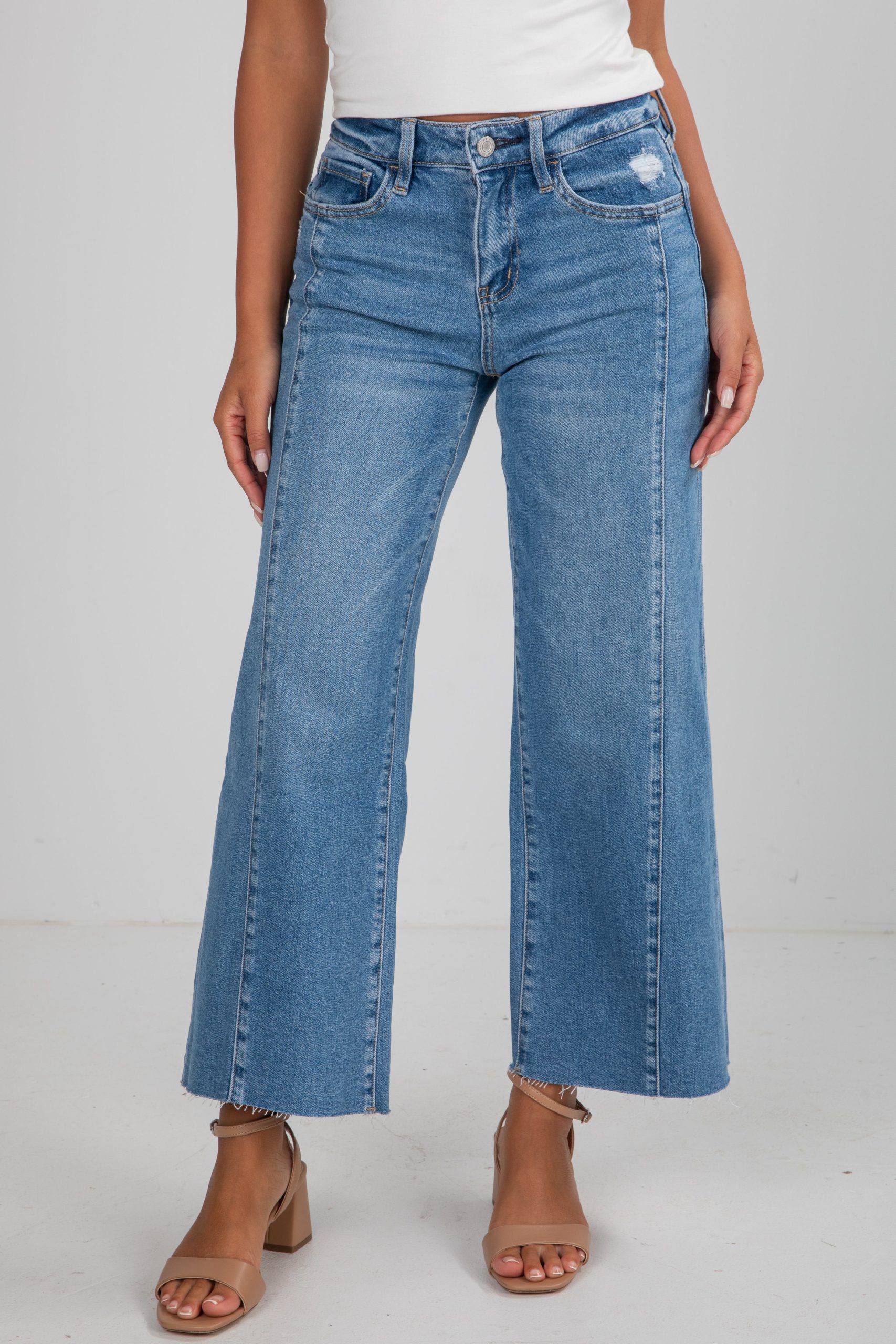 FINAL SALE - Brielle Medium Wash High-Rise Wide Leg Jeans - Image 4