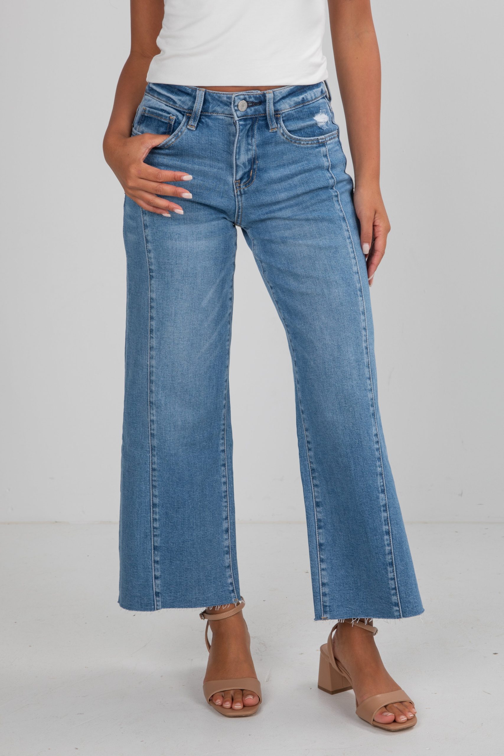 FINAL SALE - Brielle Medium Wash High-Rise Wide Leg Jeans
