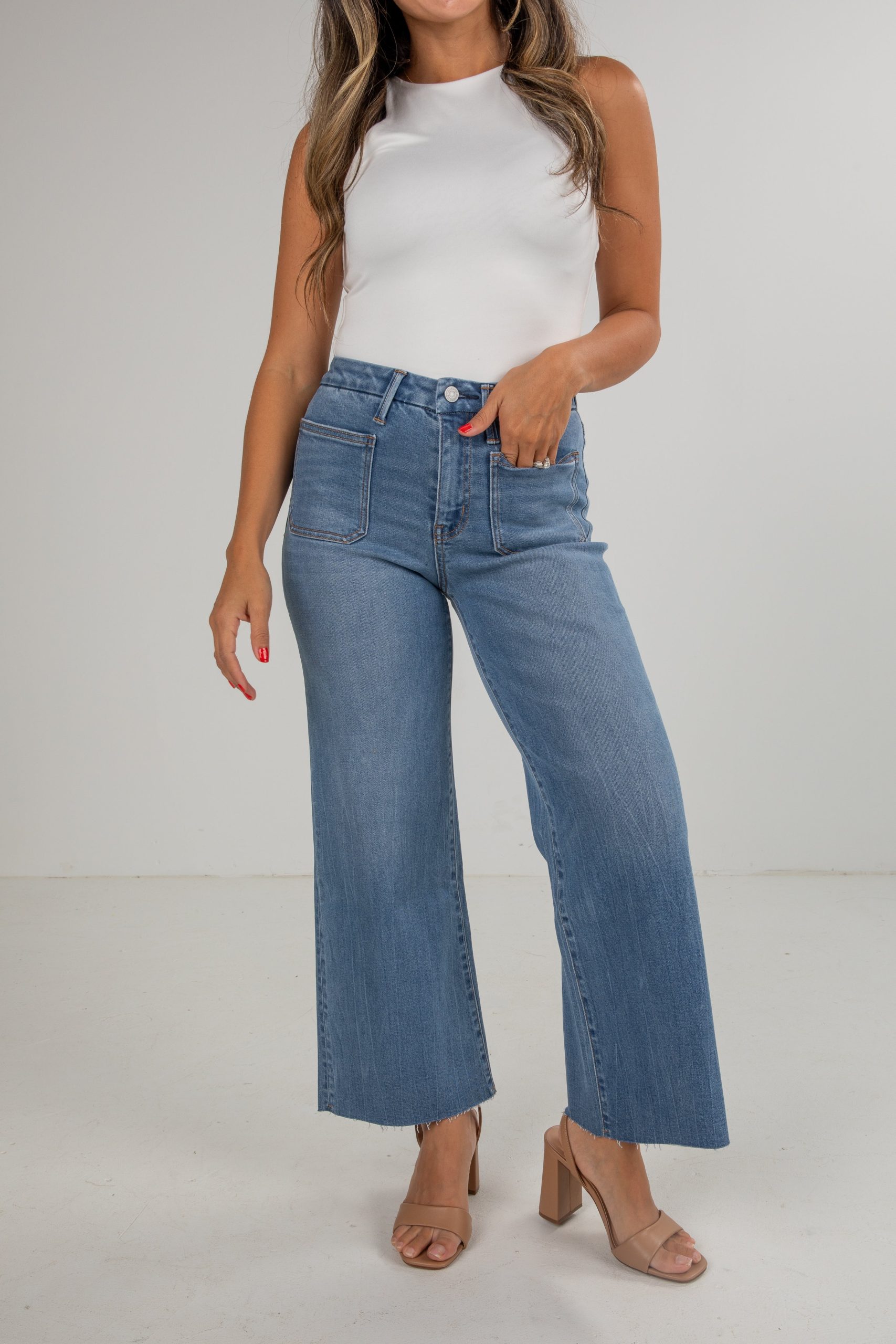 Layla Medium Wash High-Rise Wide Leg Jeans - Image 2