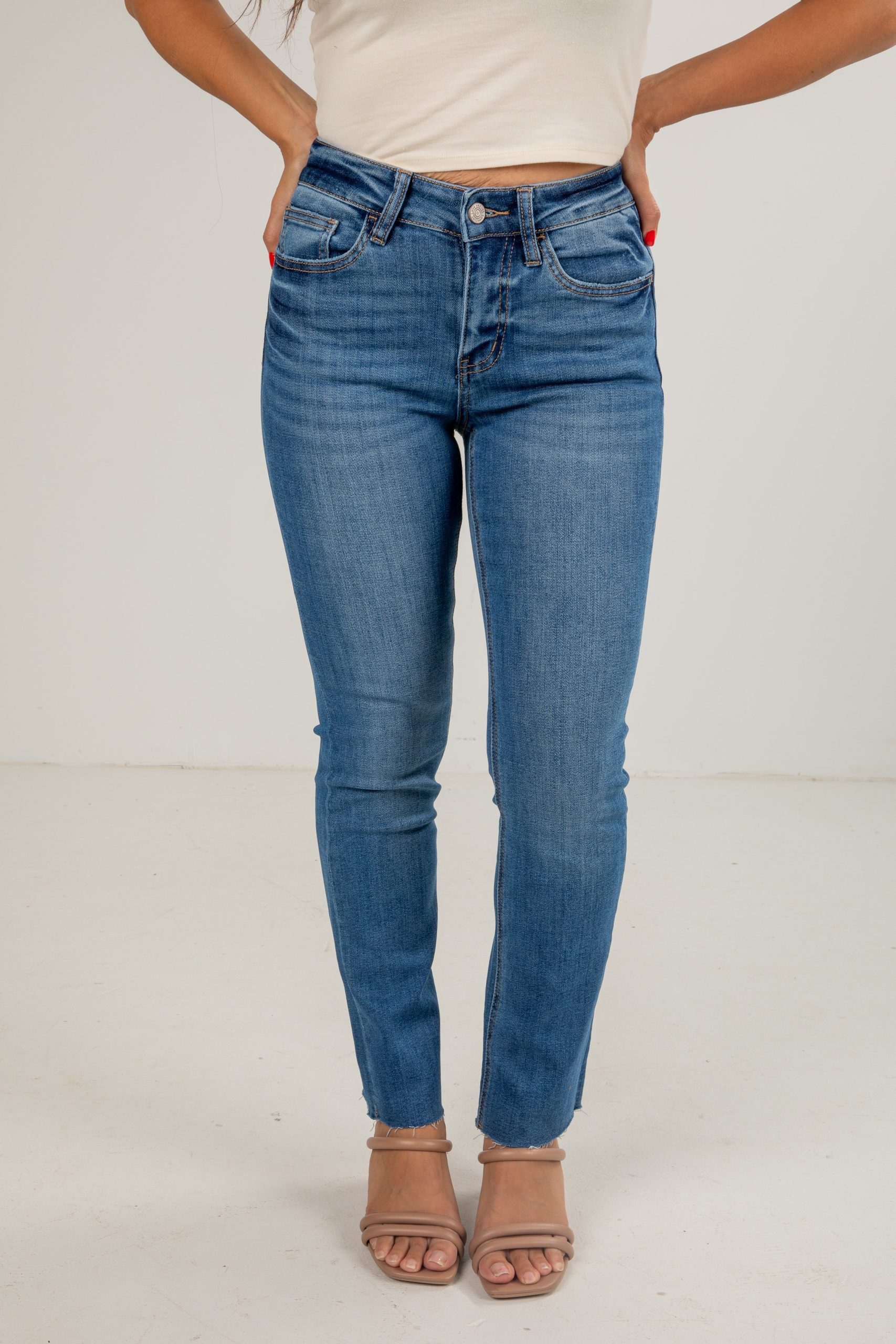 Margot Medium Wash High-Rise Slim Straight Jeans