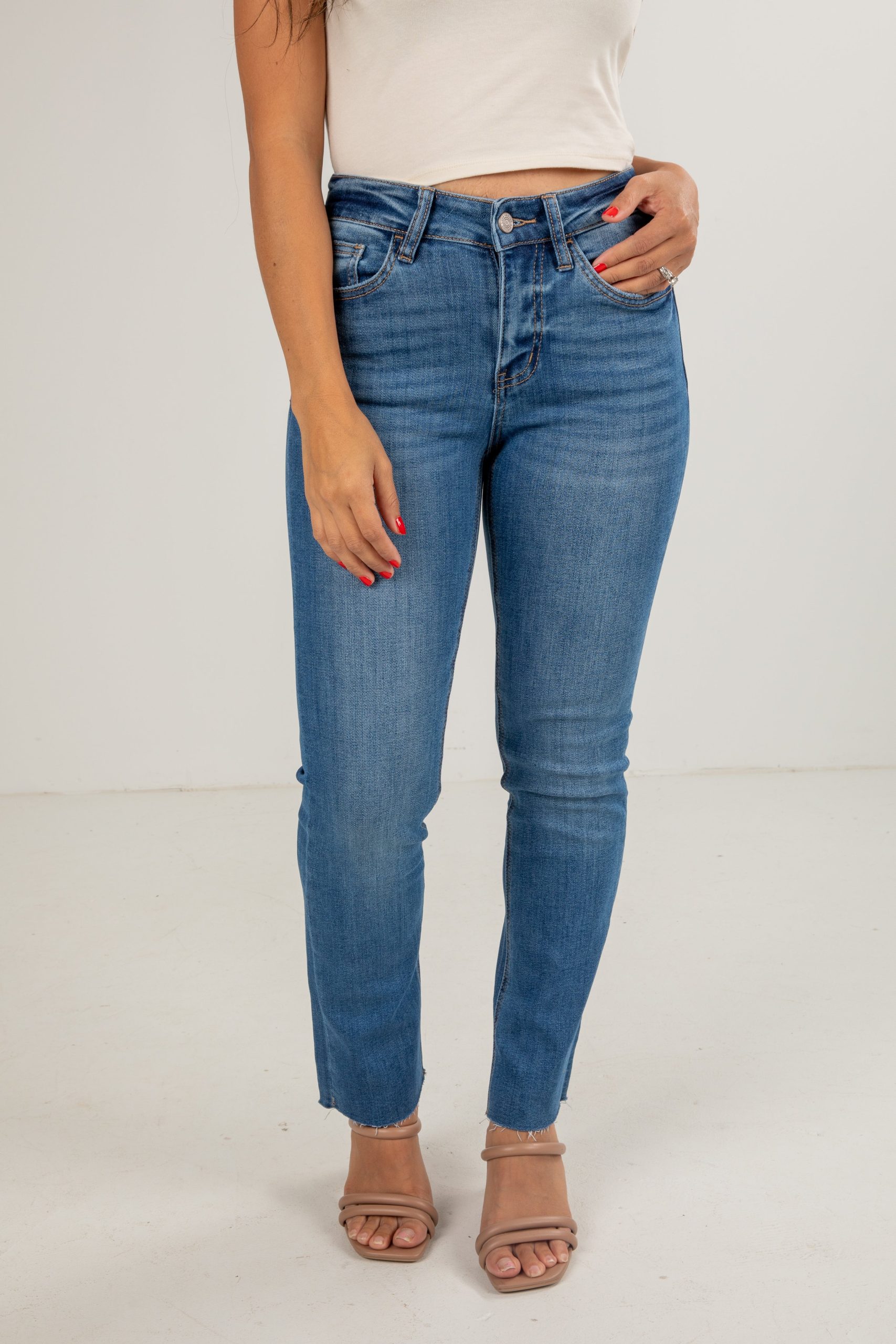 Margot Medium Wash High-Rise Slim Straight Jeans - Image 5