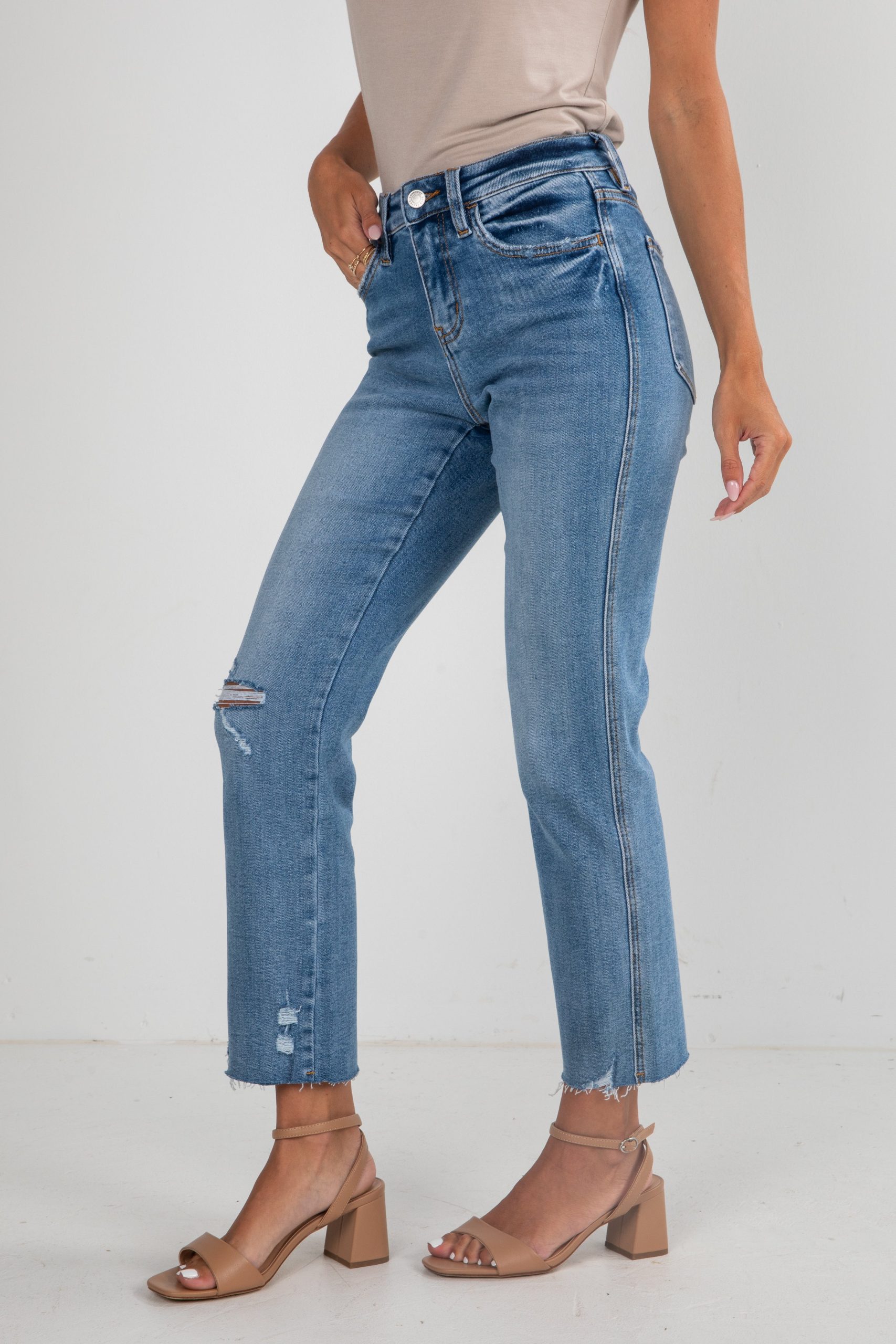 Amelia Medium Wash High-Rise Straight Leg Jeans - Image 3