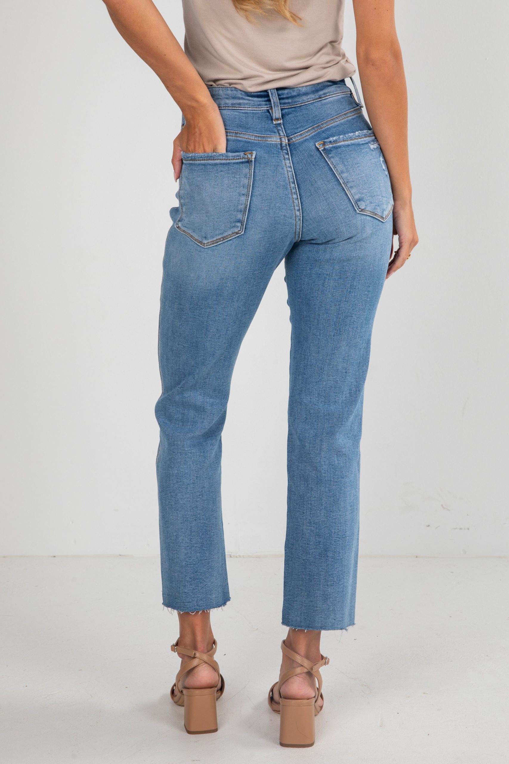 Amelia Medium Wash High-Rise Straight Leg Jeans - Image 4