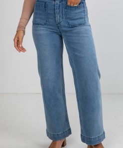 FINAL SALE - Kelsey Medium Wash High-Rise Wide Leg Jeans