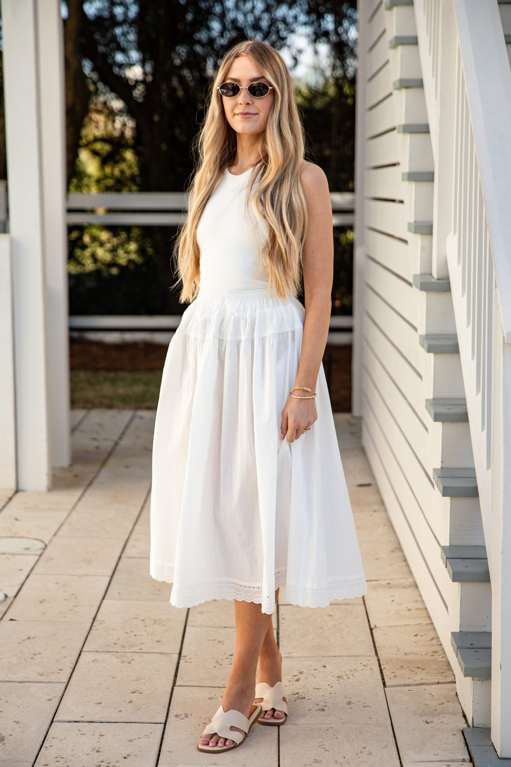 Whispering Breeze Off White Tiered Midi Skirt - Image 4