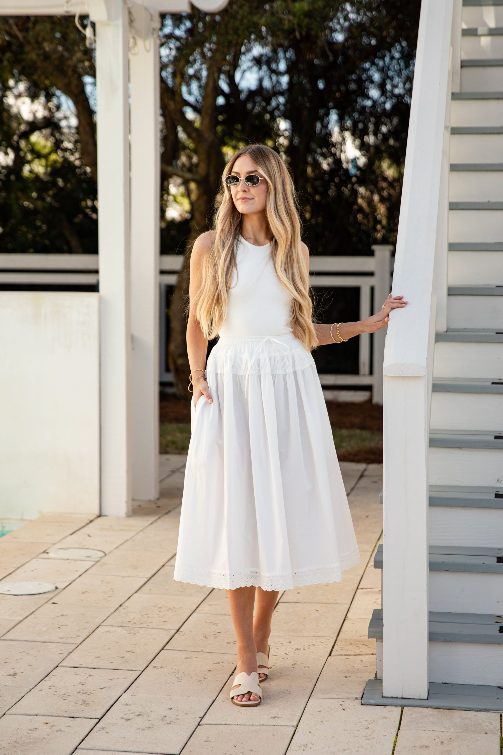 Whispering Breeze Off White Tiered Midi Skirt - Image 2