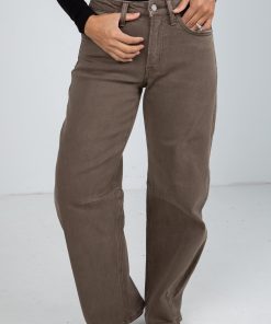 Kate Light Olive High-Rise Barrel Jeans