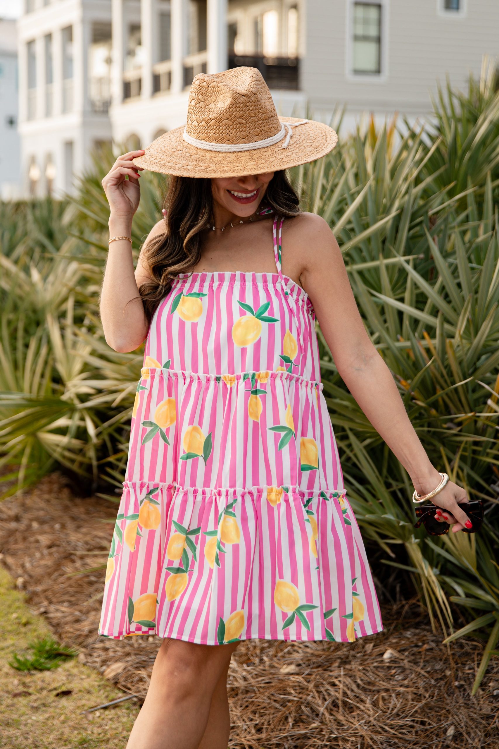 Citrus Grove Tiered Stripe Mini Dress - Image 3