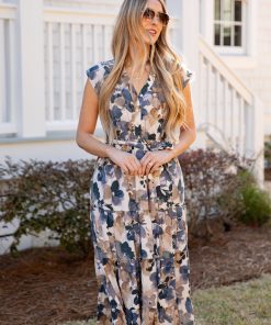 Starlit Floral Purple Midi Dress