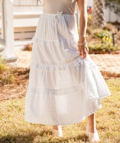 Meadowlight Tiered Eyelet White Maxi Skirt