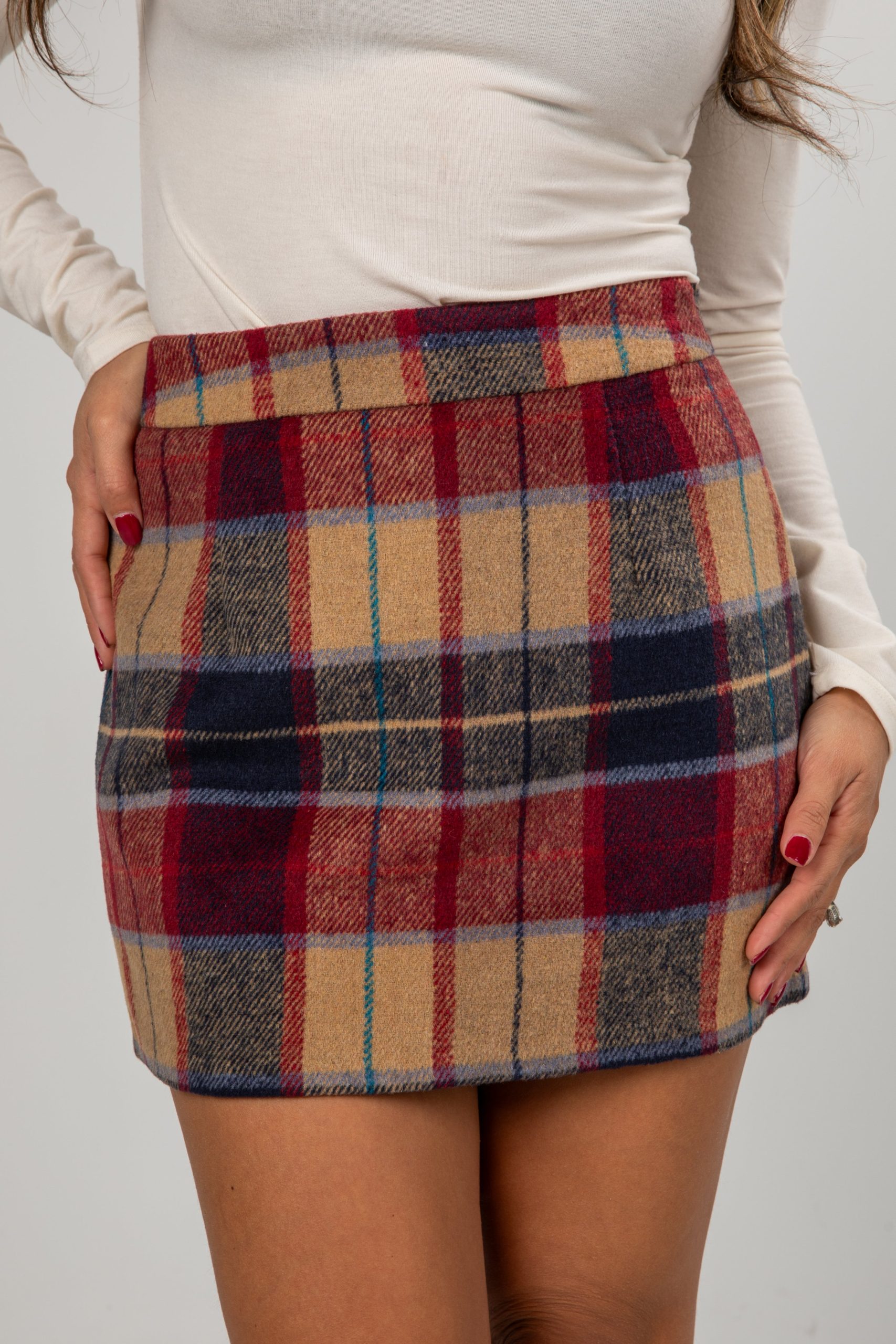 FINAL SALE - Nutcracker Wine Plaid Mini Skirt - Image 5